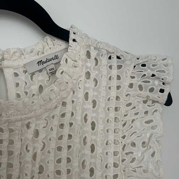 Madewell white eyelet ruffle sleeve shift dress - Picture 2 of 6